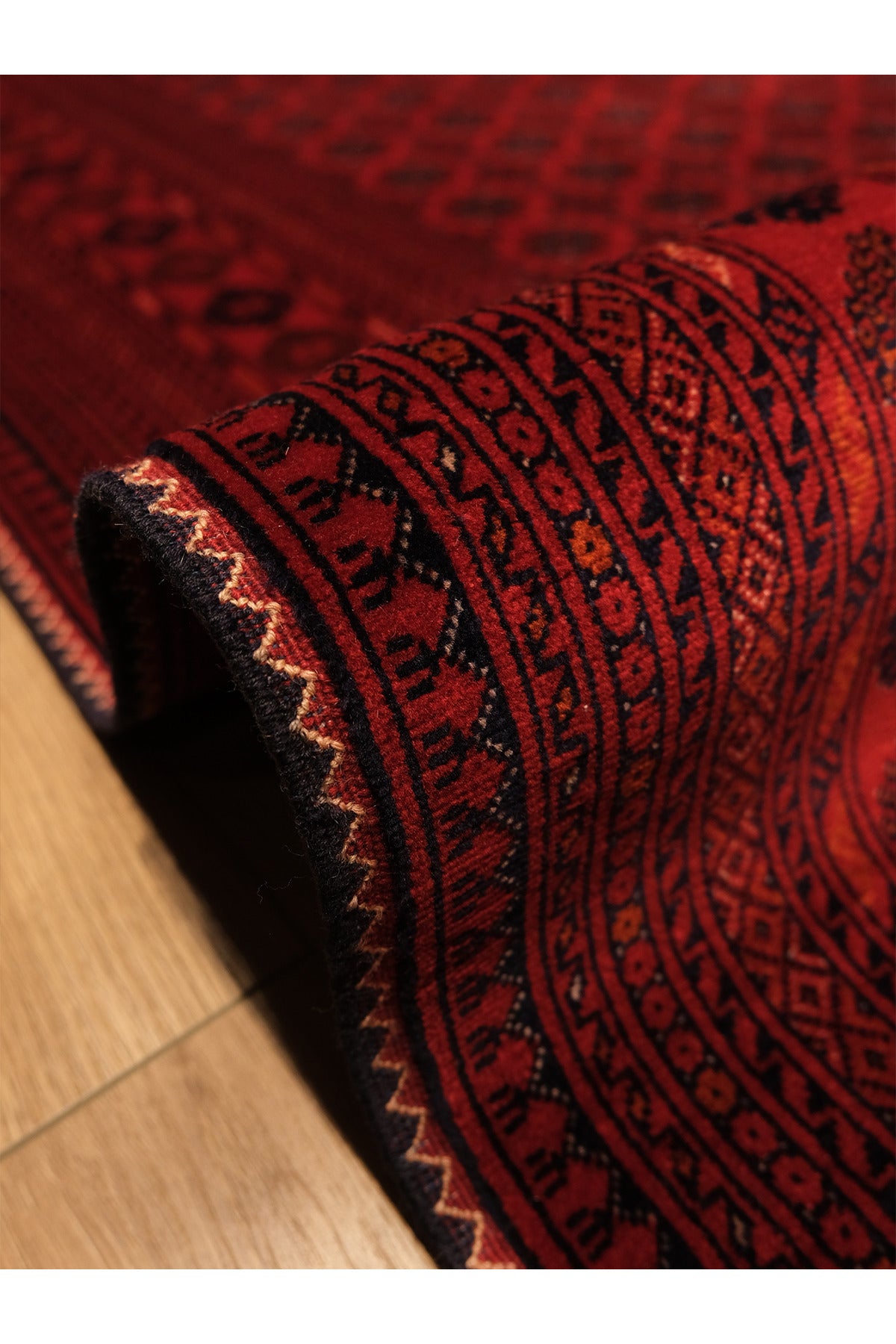 El Dokuma Afgan Biliçik Halısı %100 Yün Kök Boya Geleneksel Afgan Motif Bordo Otantik Salon Halısı - Bordo