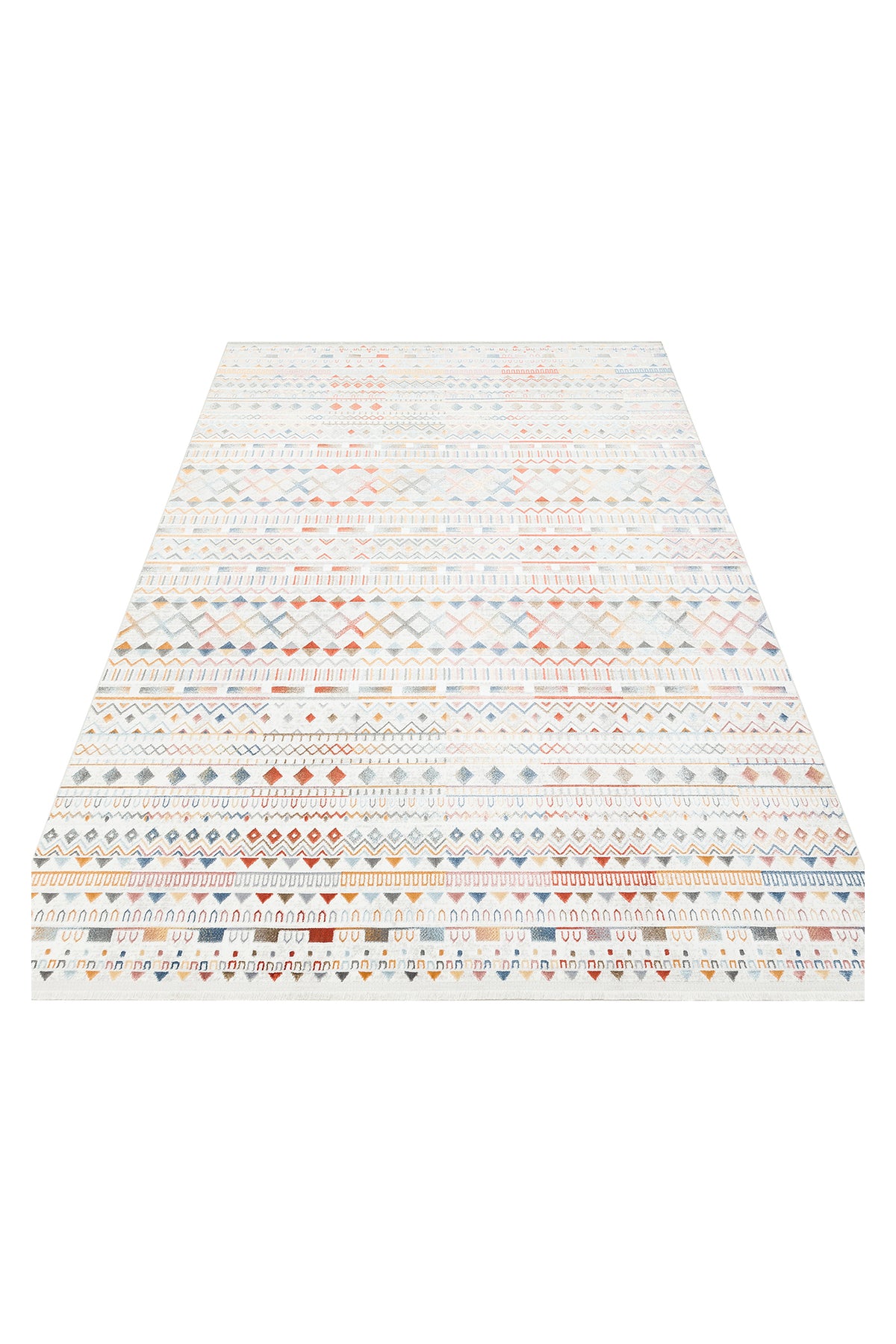 PEARLY Çok Renkli Geometrik Desenli Modern Yumuşak Doku Toz Vermez Halı Yıkanabilir Salon Halısı - Bordo