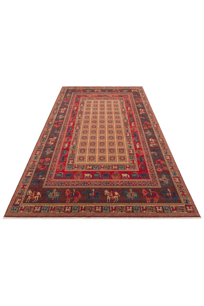 Rönesans El Emeği Anadolu Desen Kahverengi Kırmızı Retro Yün Geleneksel Dokuma Otantik Salon Halısı