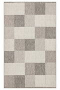 MERLİN Gri Patchwork Desenli Kaymaz Tabanlı Kilim Modern İskandinav Hav Vermeyen Salon Antre Halısı - Gümüş