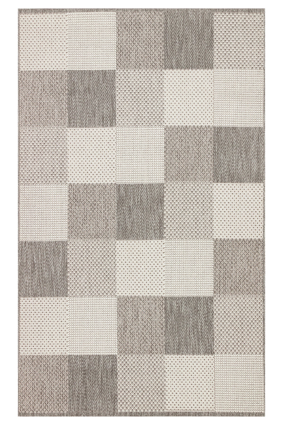 MERLİN Gri Patchwork Desenli Kaymaz Tabanlı Kilim Modern İskandinav Hav Vermeyen Salon Antre Halısı - Gümüş