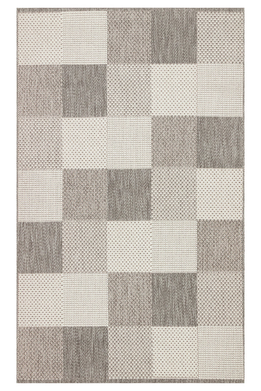 MERLİN Gri Patchwork Desenli Kaymaz Tabanlı Kilim Modern İskandinav Hav Vermeyen Salon Antre Halısı - Gümüş