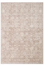 PALACE MOOD Distressed Beige Ethnic Patterned Modern Viscose Soft-Textured Classic Living Room Rug
