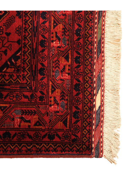 El Dokuma Sirius Model Bordo Afgan Biliçik Halısı %100 Yün Kök Boya Geleneksel Otantik Salon Halısı - Pembe