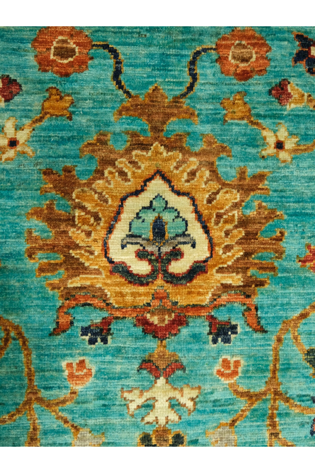 Sultani El Emeği Mavi Desenli Saçaklı Anadolu Motifli Modern ve Geleneksel Salon Halısı - Lacivert