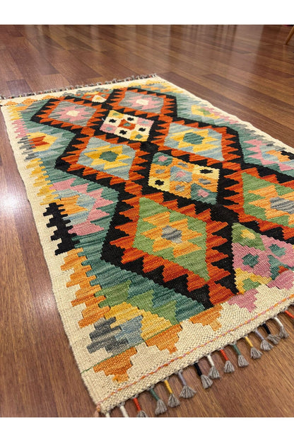 Miras Sarı Kök Boya El Emeği Doğal İplik Anadolu Etnik Desen Geleneksel Kilim Koleksiyonu - Sarı