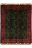Handwoven Burgundy-Green Star Pattern Afghan Bilichik Rug, 100% Wool, Natural Dye, Traditional Living Room Rug - Green