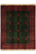 Handwoven Burgundy-Green Star Pattern Afghan Bilichik Rug, 100% Wool, Natural Dye, Traditional Living Room Rug - Green