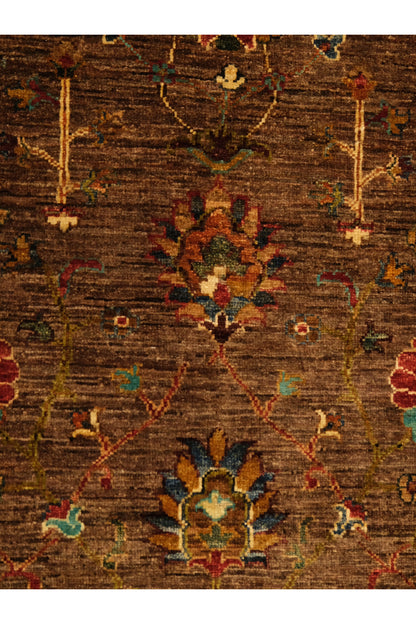 Sultani El Emeği Kahverengi Anadolu Motifli Desenli Saçaklı Modern ve Geleneksel Salon Halısı - Kahverengi