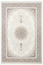 Safavi Classic Ethnic Pattern Cream Beige Acrylic Fringed Vintage Tightly Woven Modern Living Room Rug