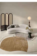 JUPITER Amorphous Geometric Patterned Transitional Glossy Surface Vizon, Gold, Cream Viscose Modern Living Room Rug