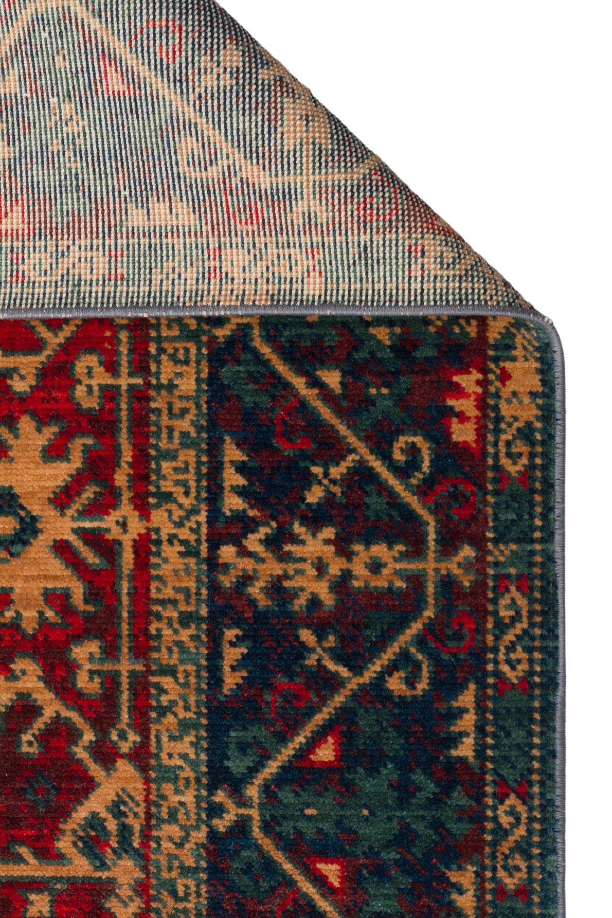 Rönesans El Emeği Etnik Desen Kahverengi Kırmızı Lacivert Yün Geleneksel Dokuma Otantik Salon Halısı