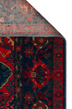 Rönesans El Emeği Etnik Desenli Vintage Lacivert Yün Anadolu Motifli Saçaklı Otantik Salon Halısı