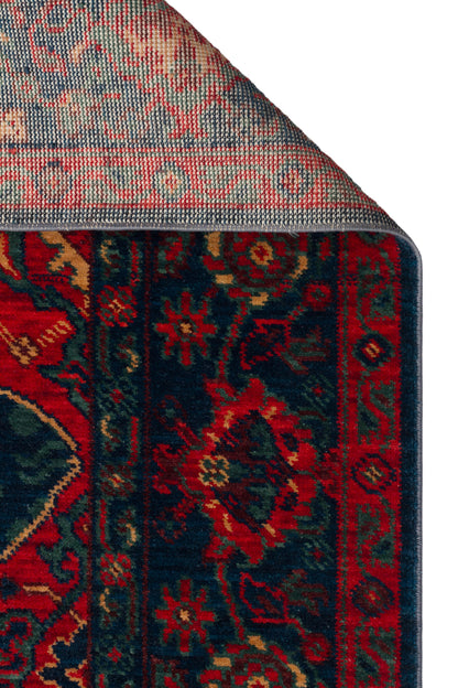 Rönesans El Emeği Etnik Desenli Vintage Lacivert Yün Anadolu Motifli Saçaklı Otantik Salon Halısı