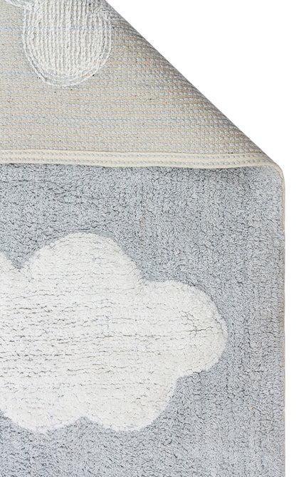 Bonny Mavi Desenli Pamuk İçerikli Yıkanabilir Kaydırmaz Taban Yumuşak Yüzeyli Çocuk Odası Halısı - Mavi