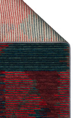 Orient Bordo Turkuaz Çok Renkli Modern Geometrik Desenli Lyocell Modern Halı El Emeği Salon Halısı - Bordo
