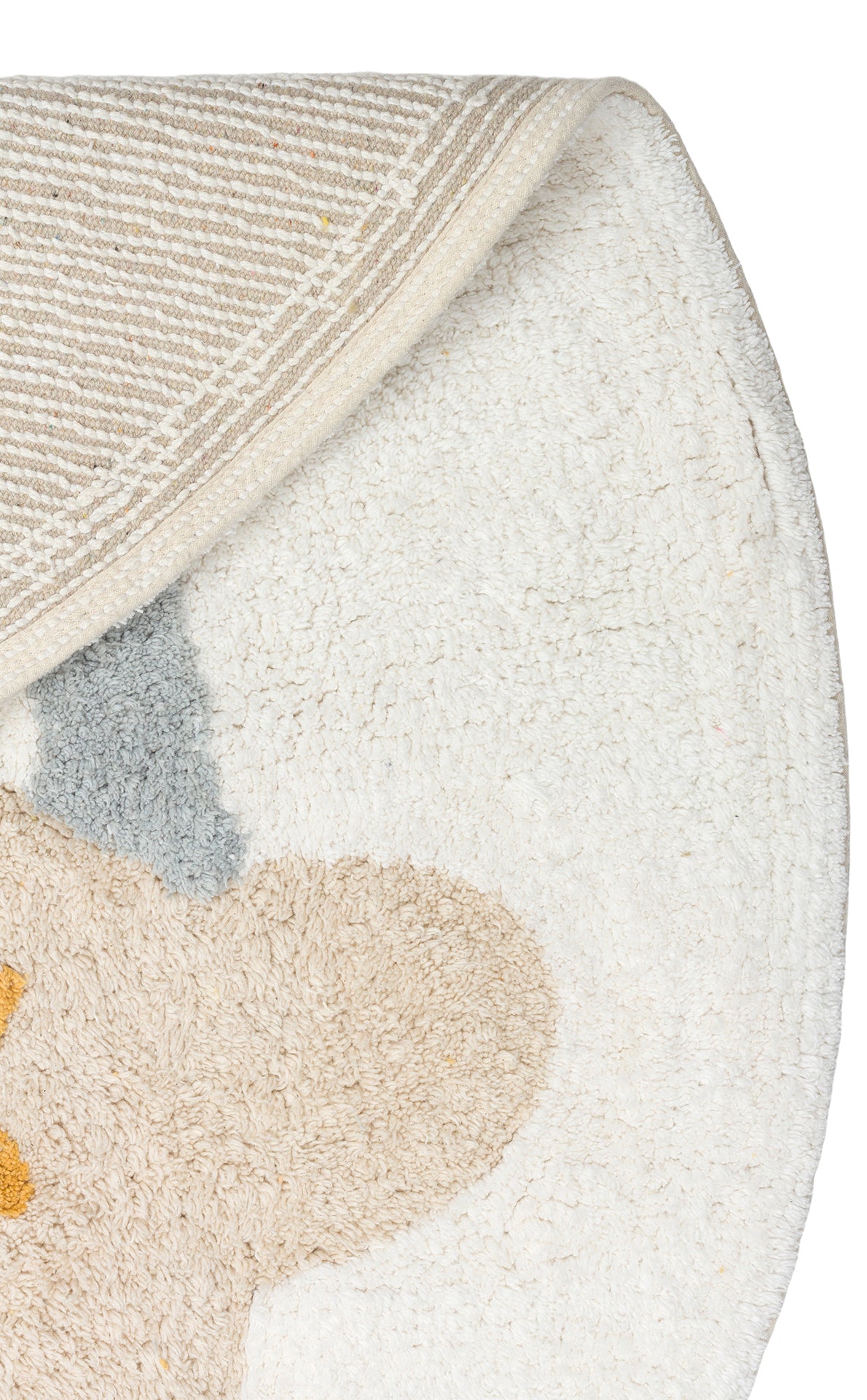 Bonny Gökkuşağı Desenli Yuvarlak Çocuk Odası Halısı Yıkanabilir Kaydırmaz Taban Yumuşak Yüzeyli - Bej