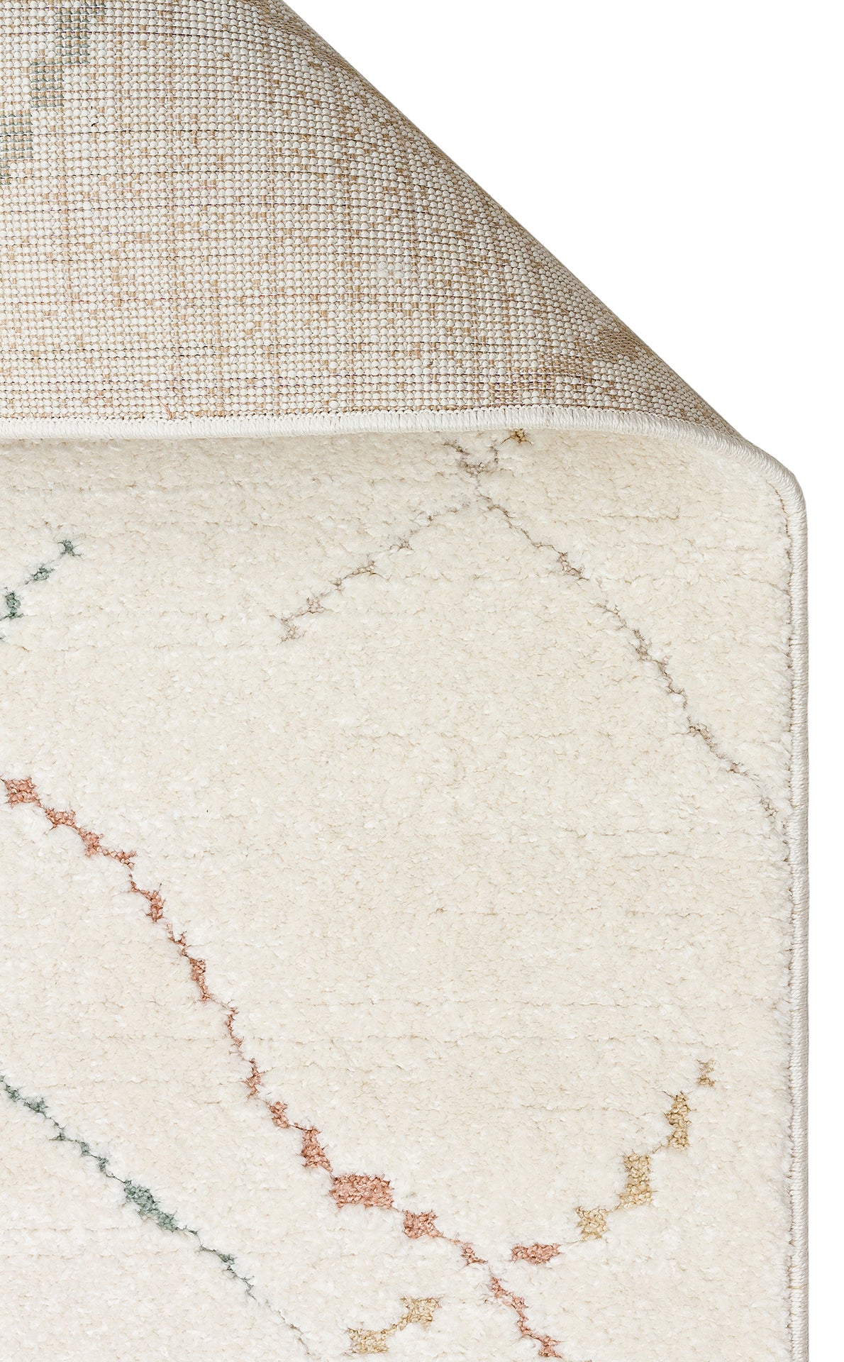 Petit Renkli Çizgili Toz Vermeyen Yumuşak Dokulu Makinede Yıkanabilir Bebek ve Çocuk Odası Halısı - Krem