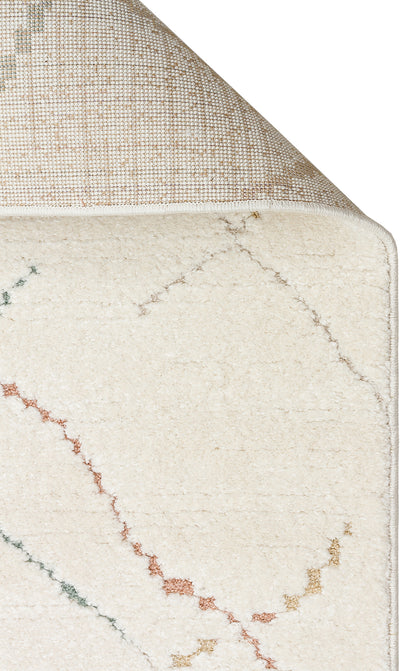 Petit Renkli Çizgili Toz Vermeyen Yumuşak Dokulu Makinede Yıkanabilir Bebek ve Çocuk Odası Halısı - Krem