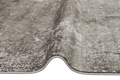 Lidya Dyed Green Vintage Overdyed Living Room Rug, Textured, Shiny, Tightly Woven, Classic Decorative Design