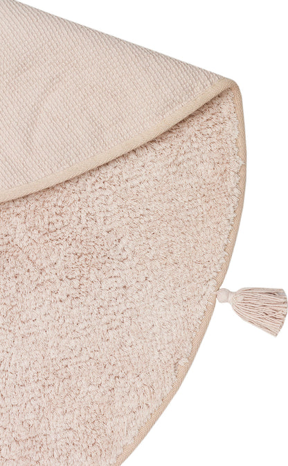 Bonny Düz Bej Rengi Yuvarlak Minimal Yıkanabilir Kaydırmaz Taban Yumuşak Yüzeyli Çocuk Odası Halısı