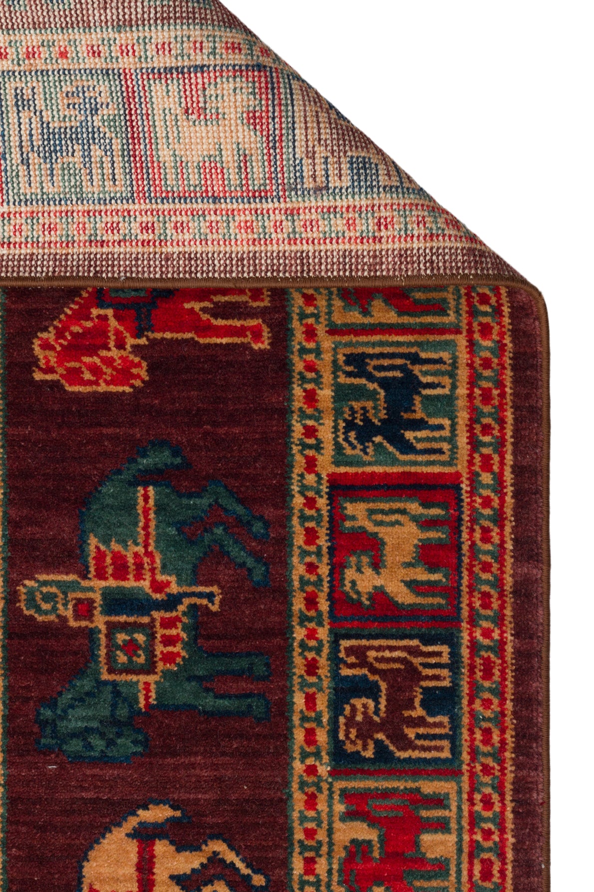 Rönesans El Emeği Anadolu Desen Kahverengi Kırmızı Retro Yün Geleneksel Dokuma Otantik Salon Halısı