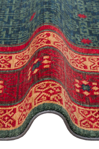 Rönesans El Dokuma Etnik Desen Lacivert Kırmızı Lacivert Yün Geleneksel Dokuma Otantik Salon Halısı