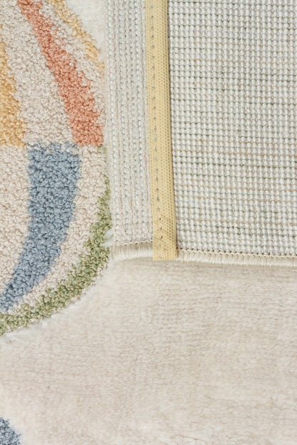 Picco Renkli Desenli Yıkanabilir Hav Vermeyen Toz Tutmayan Yumuşak Dokulu Bebek, Çocuk Odası Halısı - Mavi