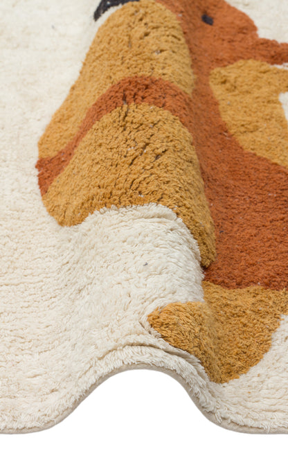 Bonny Dinazor Desenli Çocuk Odası Halısı Pamuk İçerikli Yıkanabilir Kaydırmaz Taban Yumuşak Yüzeyli - Çok Renkli