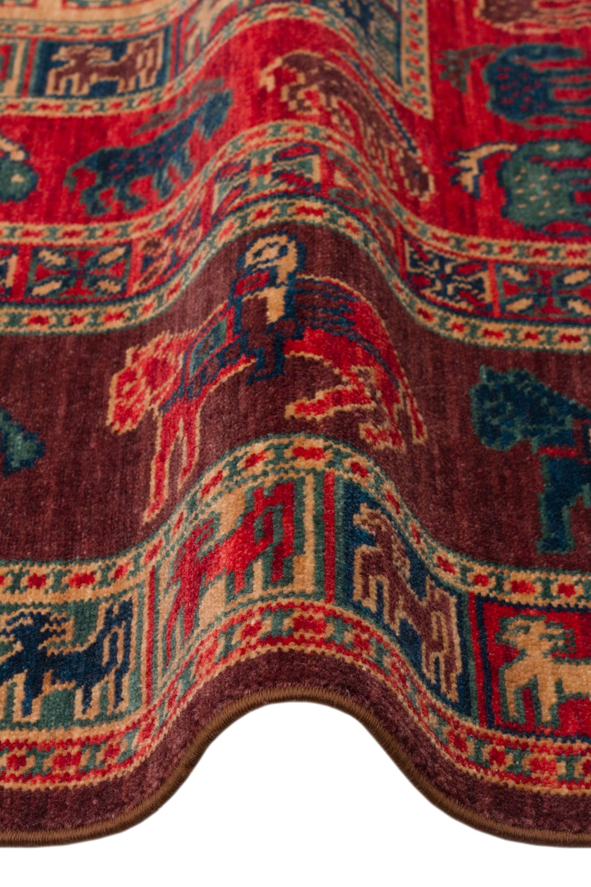 Rönesans El Emeği Anadolu Desen Kahverengi Kırmızı Retro Yün Geleneksel Dokuma Otantik Salon Halısı