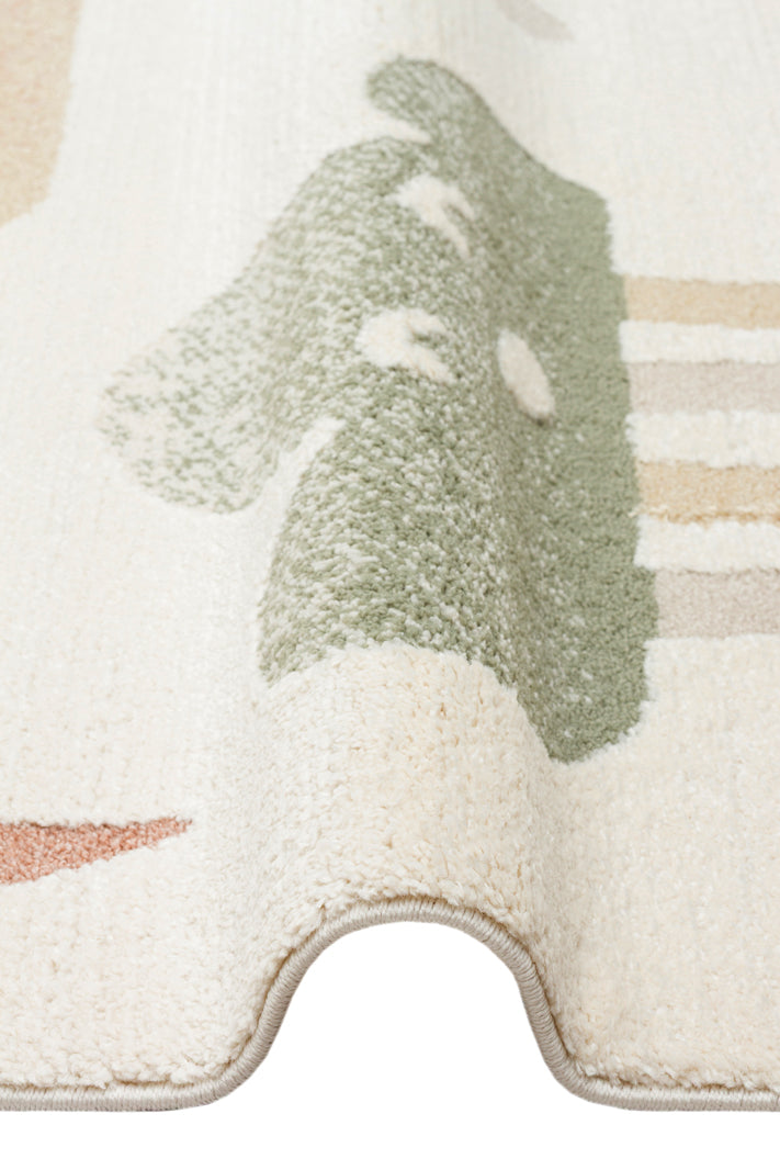 Petit Renkli Desenli Toz Vermeyen Yumuşak Dokulu Makinede Yıkanabilir Bebek ve Çocuk Odası Halısı - Turuncu