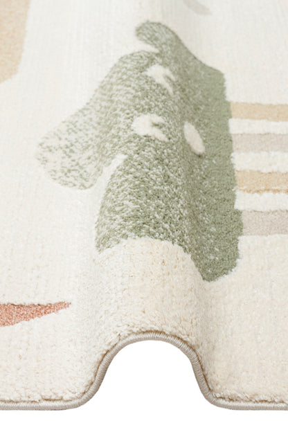 Petit Renkli Desenli Toz Vermeyen Yumuşak Dokulu Makinede Yıkanabilir Bebek ve Çocuk Odası Halısı - Turuncu