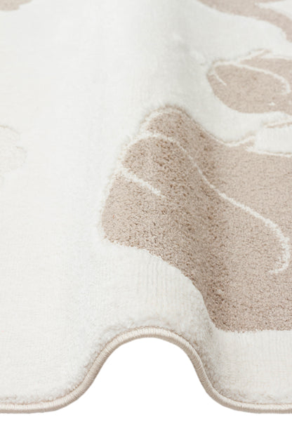 Picco Krem Rengi Figürlü Yıkanabilir Hav Vermeyen Çocuk Odası Halısı Toz Tutmayan Yumuşak Dokulu - Bej