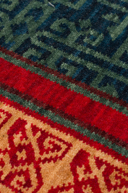 Rönesans El Dokuma Etnik Desen Lacivert Kırmızı Lacivert Yün Geleneksel Dokuma Otantik Salon Halısı