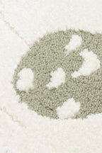 Petit Patterned Beige Round, Dust-Free, Soft Textured, Machine Washable Children's Room Rug - White