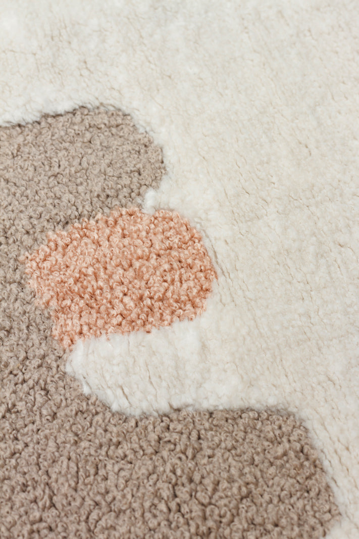 Picco Figürlü Yuvarlak Yıkanabilir Hav Vermeyen Toz Tutmayan Yumuşak Dokulu Çocuk Odası Halısı - Ekru