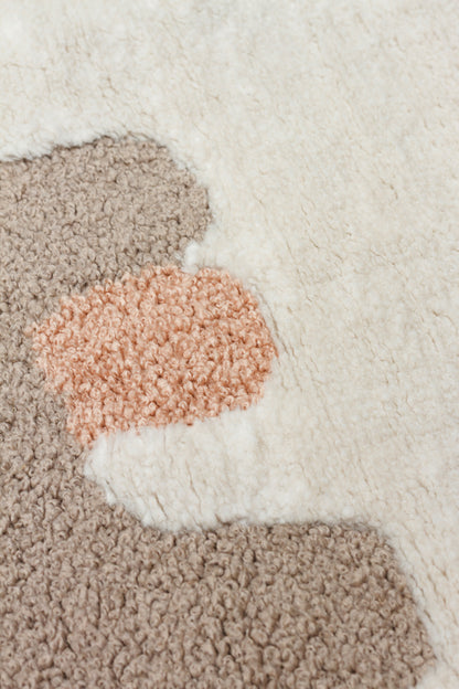 Picco Figürlü Yuvarlak Yıkanabilir Hav Vermeyen Toz Tutmayan Yumuşak Dokulu Çocuk Odası Halısı - Ekru