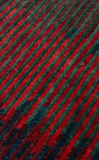 Orient Bordo Turkuaz Çok Renkli Modern Geometrik Desenli Lyocell Modern Halı El Emeği Salon Halısı - Bordo