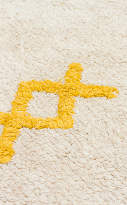 Bonny Geometrik Desenli Bej Rengi Yıkanabilir Kaydırmaz Taban Yumuşak Yüzeyli Çocuk Odası Halısı - Turuncu