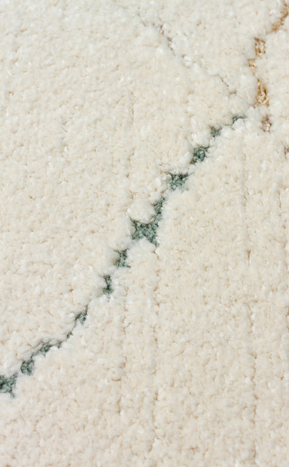 Petit Renkli Çizgili Toz Vermeyen Yumuşak Dokulu Makinede Yıkanabilir Bebek ve Çocuk Odası Halısı - Krem