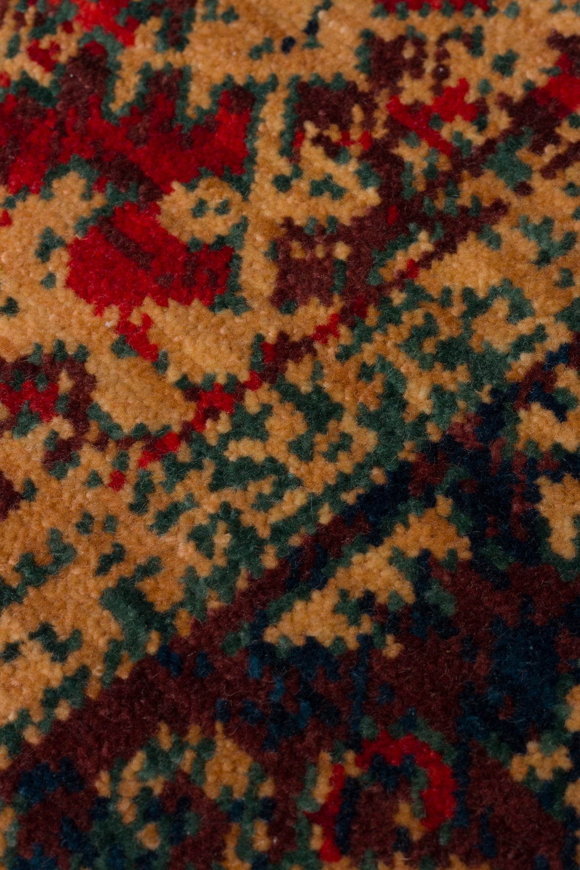 Rönesans El Emeği Etnik Desen Kahverengi Kırmızı Lacivert Yün Geleneksel Dokuma Otantik Salon Halısı