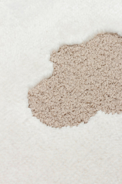 Picco Krem Rengi Figürlü Yıkanabilir Hav Vermeyen Çocuk Odası Halısı Toz Tutmayan Yumuşak Dokulu - Bej