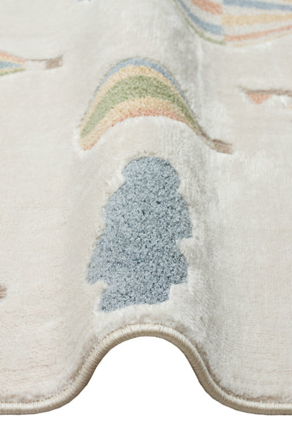 Picco Renkli Desenli Yıkanabilir Hav Vermeyen Toz Tutmayan Yumuşak Dokulu Bebek, Çocuk Odası Halısı - Mavi