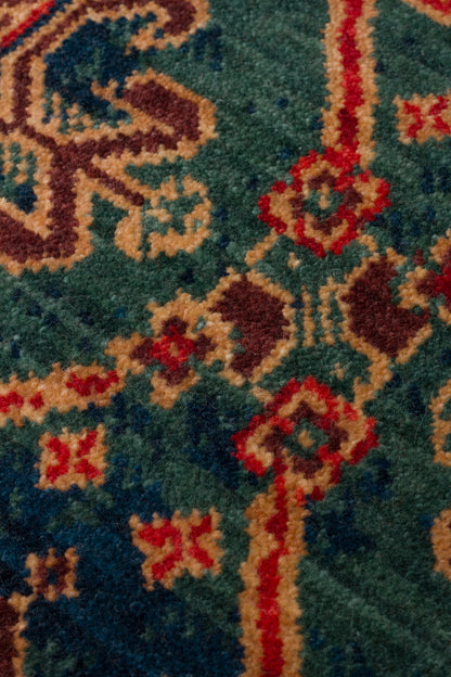 Rönesans El Emeği Etnik Desenli Lacivert Kırmızı Yün Saçaklı Anadolu Motifli Otantik Salon Halısı