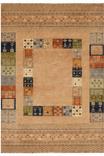 Handmade Beige Hand-Trimmed Anatolian Motif Gabbeh Patterned Fringed Modern and Traditional Living Room Rug - Beige