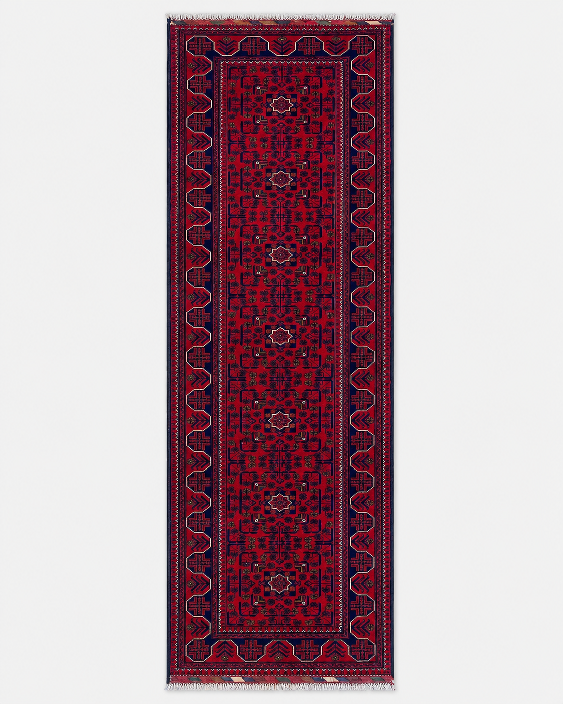 Hamyap Kırmızı Geleneksel Anadolu Desenli El Dokuma Premium Vintage Yün Koridor Antre Halısı - Kırmızı