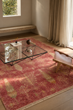 Efsun Handmade Tree of Life Patterned Red Lyocell Special Loom Uşak Design Fringed Living Room Rug