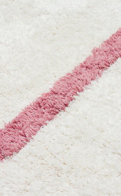 Bonny Çocuk Odası Halısı Çizgili Çok Renkli Yıkanabilir Kaydırmaz Tabanlı Pamuk Yumuşak Yüzeyli - Ekru