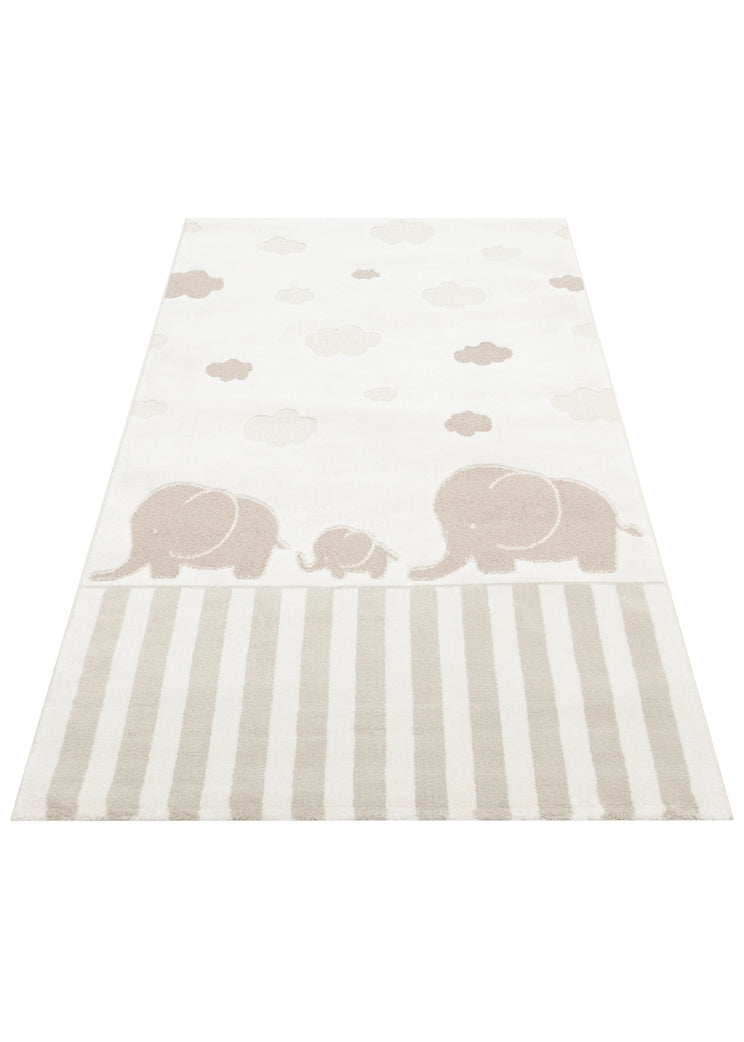 Picco Krem Rengi Figürlü Yıkanabilir Hav Vermeyen Çocuk Odası Halısı Toz Tutmayan Yumuşak Dokulu - Bej