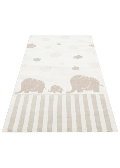 Picco Krem Rengi Figürlü Yıkanabilir Hav Vermeyen Çocuk Odası Halısı Toz Tutmayan Yumuşak Dokulu - Bej